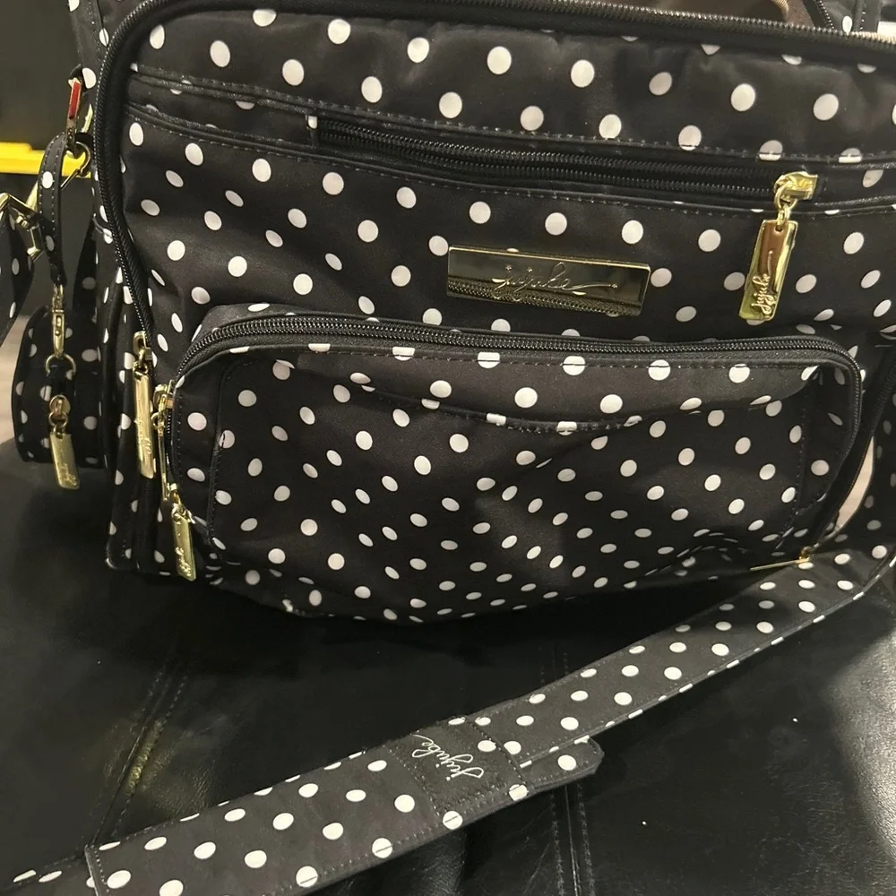 Jujube Black and White Polka Dot Baby Bag with changing pad